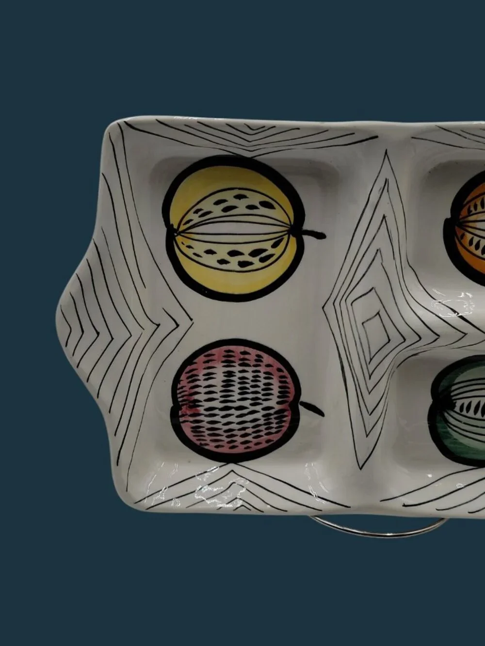 VTG Italian Majolica Divided Serving Dish Dolce Ware Jay Willfred Co 1950s Style